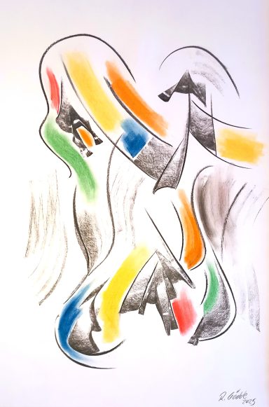 Komondor 900.- abstrakte expressionistische Malerei von Gödde.
Gemäldeformat 43 x 64 auf Hahnemühle mit Pastellkreide und mehrfacher Fixierung.