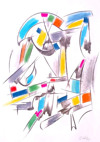 Papageitaucher 600,00 abstrakte expressionistische Malerei.
Gemäldeformat 43 x 64 auf Hahnemühle mit Pastellkreide und mehrfacher Fixierung sowie Klarlack matt